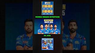 Mumbai Indians Retained Players For IPL 2025  MI IPL 2025 Retentions shorts [upl. by Arielle]