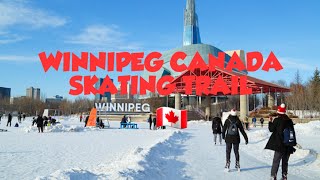 A Walking Tour at THE FORKS Winnipeg CANADA Winter Skating Trail Park [upl. by Manly778]