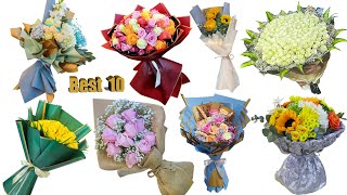 top 10 wrapping flower tutorial  How to wrap a bouquet of flowers 10 Way to wrap a bouquet [upl. by Imhskal]