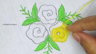 Beautiful Buttonhole Flower Hand Embroidery Design  Easy Flower Embroidery Tutorial  embroidery [upl. by Haida859]