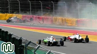 Best of Italian F4 amp Euroformula Open 2023 Pileup Crash Incident amp Action at SpaFrancorchamps [upl. by Jazmin]