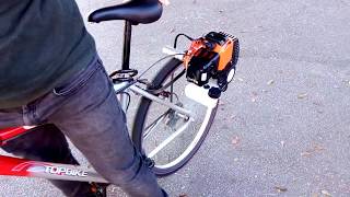 Easiest Motorized Gasoline 2Stroke Brushcutter Friction Drive Bike  Bicimoto See Description [upl. by Ennaeel]