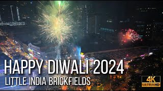 2024 Deepavali Fireworks at Little India Brickfields Kuala Lumpur  Cinematic Drone Shots [upl. by Honora]