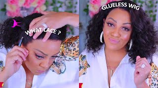 GLUELESS INVISIBLE LACE 😍 NATURAL Curly Lace Wig Install For Beginners RPGSHOW LIFESTYLE [upl. by Nikolas]