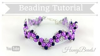 Half Moon Bracelet Beading Tutorial by HoneyBeads1 beading tutorial [upl. by Relyuc613]