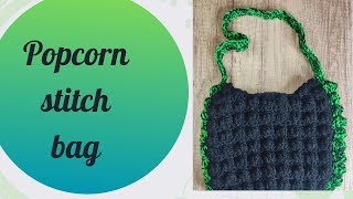 Crochet popcorn stitch bag puff cloud bag tutorial beginner friendly [upl. by Gar]