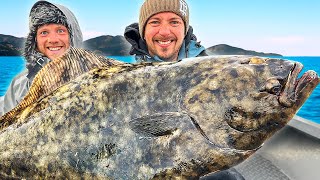 Giant Halibut  Can We Taste The Different To Other Fish Catch amp cook [upl. by Enyaj]