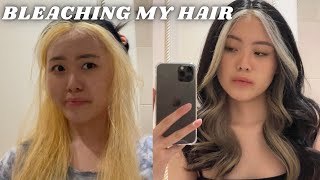 BLEACHING MY HAIR AT HOME  peekaboo hair [upl. by Garwin]