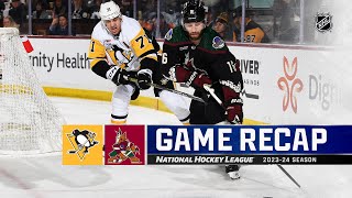 Penguins  Coyotes 122  NHL Highlights 2024 [upl. by Nauqed]