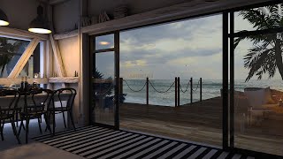 Restaurant by the beach with soothing sea breeze and waves 4K UltraHD [upl. by Leiahtan]