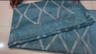 Designer Organza Light Blue Saree [upl. by Sucam]