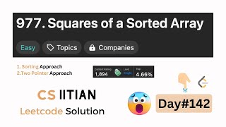 Squares of a Sorted Array Leetcode Daily Challenge 977 Squares of a Sorted Array [upl. by Godbeare236]