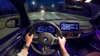 2022 BMW X3 M40i  POV Night Drive Binaural Audio [upl. by Akehsyt365]