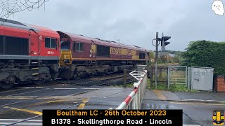 Double Headed Class 66 Boultham Level Crossing 26102023 [upl. by Kwan]