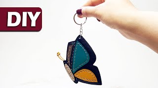 How to Make Leather Keychain  Make Butterfly shaped Keychain [upl. by Cogn]