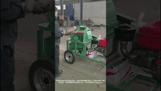 Diagonal wood chipper moving wood chip machine diesel power sawdust machine [upl. by Haorbed]