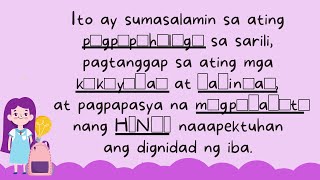 VE7 MATATAG Q1 Week 22 Sariling Kilos ng Pagkilala sa Dignidad ng Sarili Pamilya at Kapwa WITH PPT [upl. by Aicnelav599]