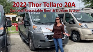 MSRP 113569  Tour the 2022 Thor Tellaro 20A with the Optional Retractable Roof amp Lithium Package [upl. by Adikam]