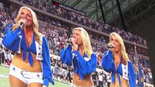 Dallas Cowboys Cheerleaders dancing and singing the National Anthem [upl. by Clareta813]