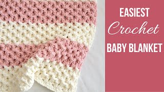 Easiest Crochet Baby Blanket 1 Row Repeat [upl. by Norina]