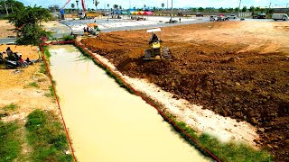 Amazing Project Extra soil near the canal by Skill Operator bulldozer Komatsu D31p and dump truck [upl. by Elwyn]