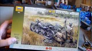 Kit review Zvezda M72 motorcycle with 82mm mortar in 135 scale [upl. by Nottnerb148]