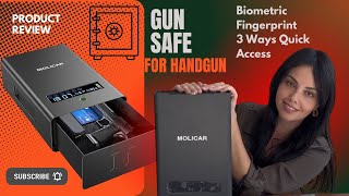 Gun Safe for Handgun Review MOLICAR Biometric Pistol Safe Alarm Clock Multifunctional [upl. by Casilda783]