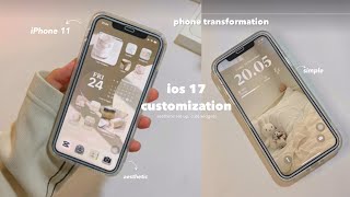 phone transformation 🕊️  aesthetic ios 17 setup phone accessories simple widgets 🤍💌 [upl. by Enihpad]