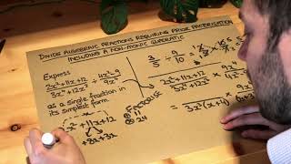 Divide algebraic fractions requiring prior factorisation including a nonmonic quadratic [upl. by Luz]