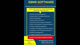 EBMR Software for Pharmaceutical Industry  AmpleLogic [upl. by Norraa]