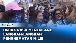 Para Mahasiswa dan Pendukung Argentina Berunjuk Rasa Menentang Penghematan Milei [upl. by Nosinned]