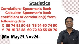 Correlation Spearmans Rank Example04 Calculate Spearmans Rank coefficient of correlationr [upl. by Adnohsel442]