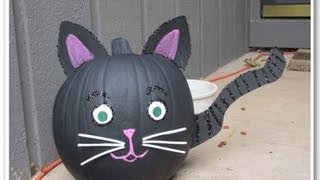 Black Cat Pumpkin Painted for Halloween [upl. by Refinne]