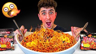 Eating the Worlds SPICIEST Noodles  Korean Noodle Challenge [upl. by Asuncion]