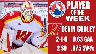 Calgary Wranglers Goalie DEVIN COOLEY Earns Player Of The Week [upl. by Itsym]