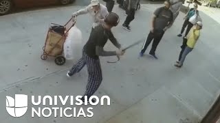 Gran repudio causa la paliza de un joven a un anciano en una calle de Nueva York [upl. by Luna145]