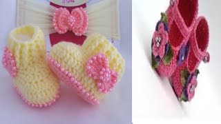 crochet baby girl beautiful shoes design [upl. by Lowndes]