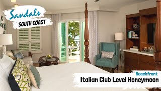 Italian Beachfront Club Level Honeymoon Suite IVS  Sandals South Coast Jamaica  Tour amp Review 4K [upl. by Ymeon157]