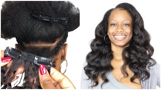 BEST WAY TO INSTALL CLIPINS ON SHORT 4C NATURAL HAIR  Betterlength kinky coarse hair [upl. by Beaver]