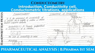 Conductometry Introduction Conductivity cell Conductometric titrations applications PharmacyIQ [upl. by Oemor]