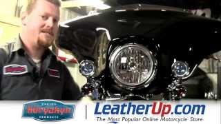 Kuryakyn Driving Lights amp Deluxe Windshield Trim Installation on Street Glide at LeatherUpcom [upl. by Carol-Jean]