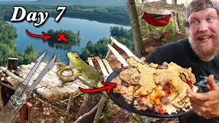 Spear Fishing Whole Bull Frog Catch Clean amp Cook  Day 7 of 7 Day Island Survival Challenge Maine [upl. by Azilem]