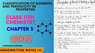 Classification of Elements amp Periodicity In Properties  Class 11th  Chemistry  Chapter 3  Notes [upl. by Alyag521]