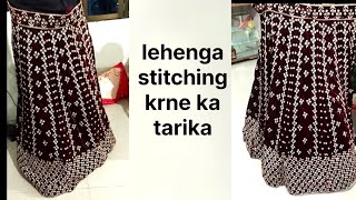 lehenga stitching krne ka tarika  stitching and fitting stitching lehenga bridaldress trending [upl. by Lydell]