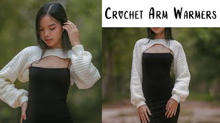 Crochet Arm Warmers Sweater Tutorial  Crochet Arm Warmers  Chenda DIY [upl. by Treat]