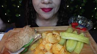 ASMR Walmart Turkey Sub Chips Pickles  Eating Sounds  No Talking  ASMR Eating Show [upl. by Yerhpmuh575]