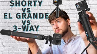 GoPro Shorty vs El Grande vs 3Way  Best GoPro Accessories [upl. by Kcirdnekel]