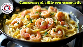 Camarones al ajillo con espaguetis en salsa alfredo [upl. by Vic]