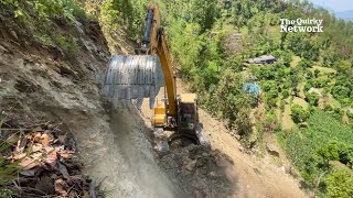 Constructing a Motor Road on a Challenging Hill with Hyundai Excavator [upl. by Bonnee]