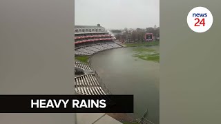 WATCH  Newlands Cricket Ground waterlogged as cold front hits Western Cape [upl. by Idoux]